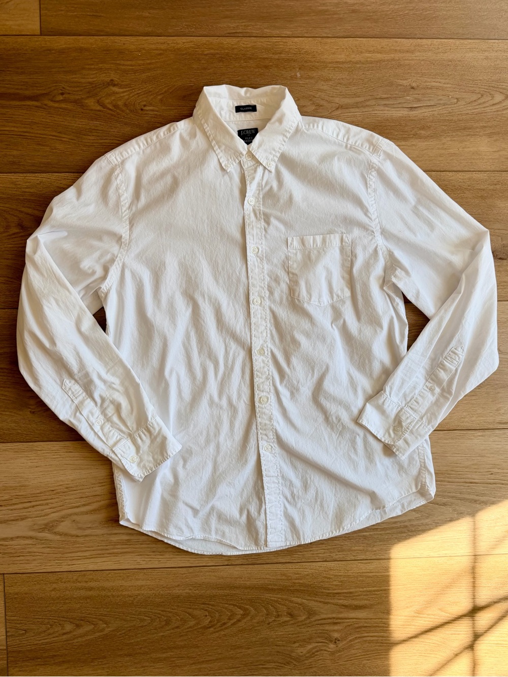 J.Crew Flex Washed Classic White Button-Down Shirt